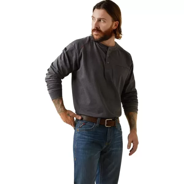 imageARIAT Mens Fr Air Refinery Row Graphic Henley TopCharcoal Heather