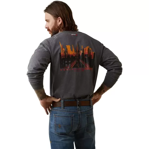 imageARIAT Mens Fr Air Refinery Row Graphic Henley TopCharcoal Heather