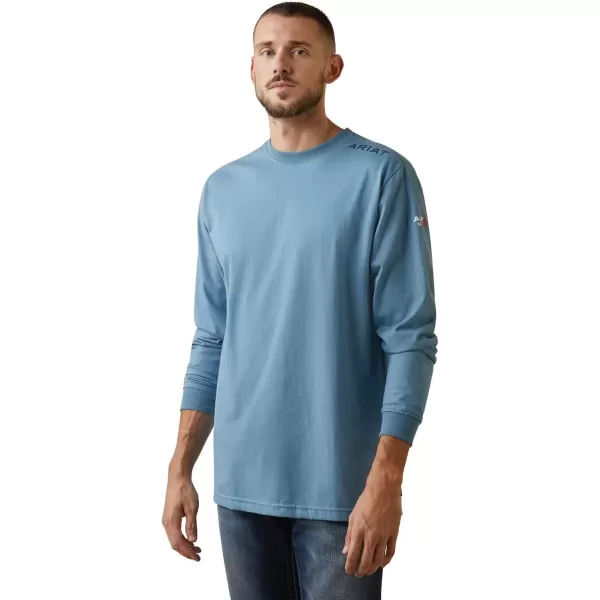 imageARIAT Mens Fr Fr Raising the Flag TShirtSteel Blue