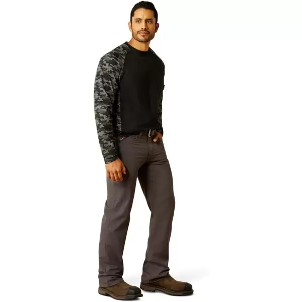 imageAriat Mens FR AC Stretch Camo Baseball TShirtBlackGrey Camo