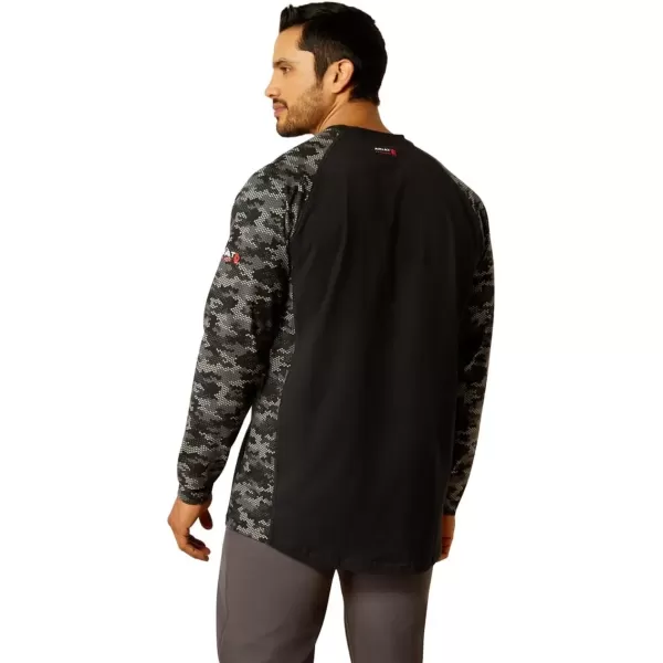 imageAriat Mens FR AC Stretch Camo Baseball TShirtBlackGrey Camo