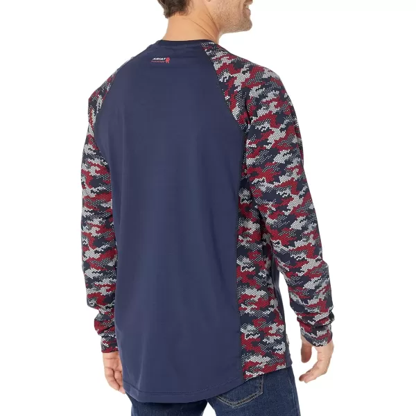 imageAriat Mens FR AC Stretch Camo Baseball TShirtNavyWhiteRed Camo