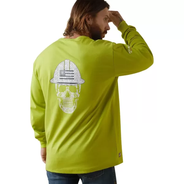 imageAriat Mens FR Roughneck Skull Logo Long Sleeve ShirtBright Lime