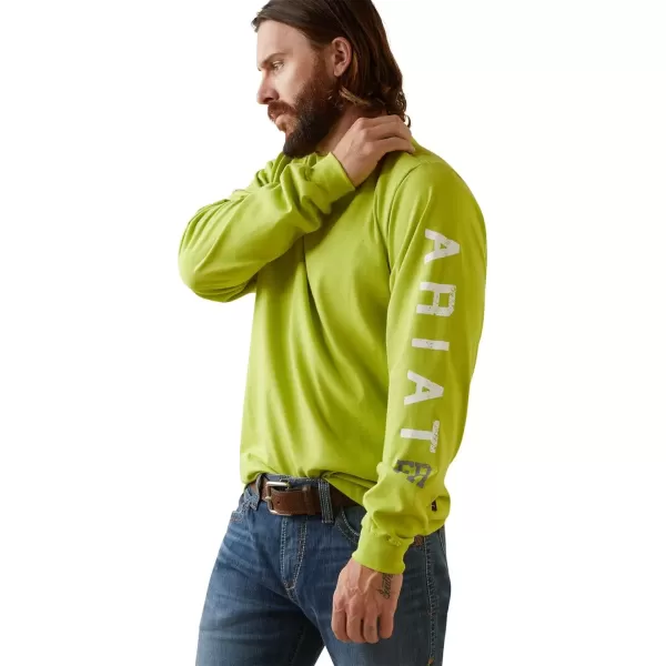 imageAriat Mens FR Roughneck Skull Logo Long Sleeve ShirtBright Lime