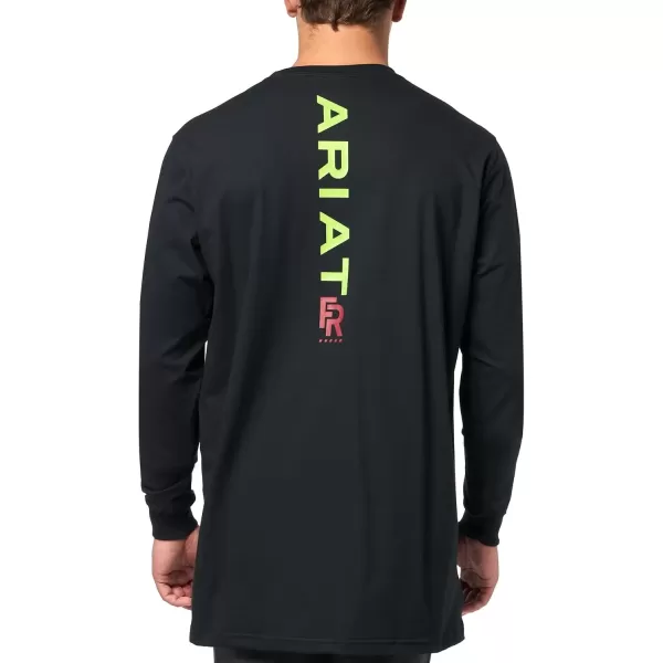 imageAriat Mens FR Stretch Logo TShirtBlackLime
