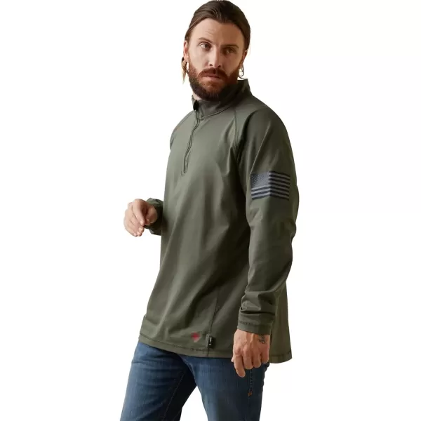 imageARIAT Mens Fr Combat Stretch Patriot 14 Zip Work ShirtDark Sage