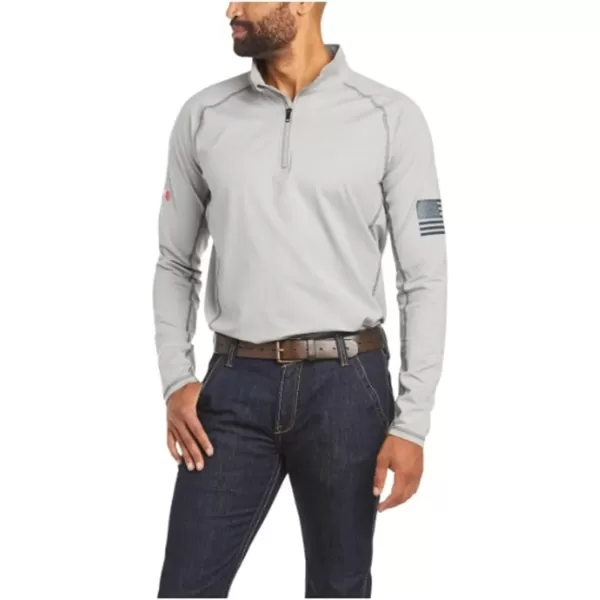imageARIAT Mens Fr Combat Stretch Patriot 14 Zip Work ShirtSilver Fox