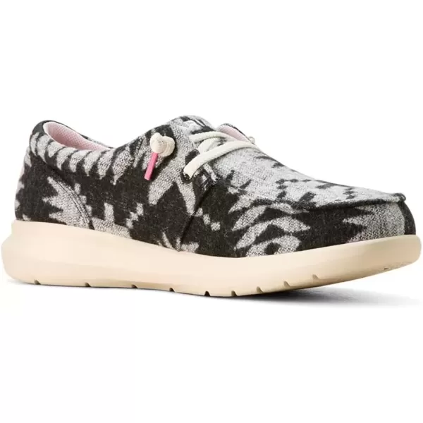 imageARIAT Womens Hilo Stretch Slip On Flats Casual  BlackBlack  White Flannel Blanket