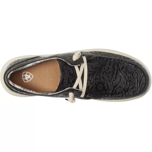 imageARIAT Womens Hilo Stretch Slip On Flats Casual  BlackBlack Floral Emboss