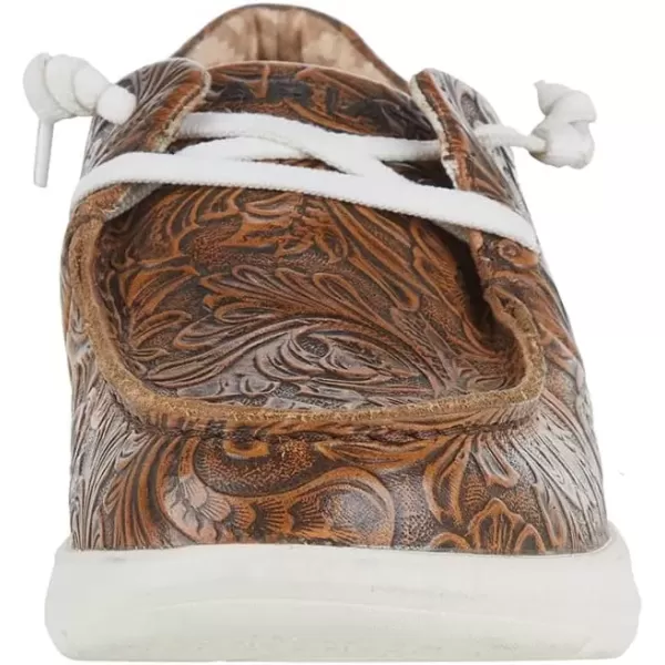 imageARIAT Womens Hilo Stretch Slip On Flats Casual  BlackBrown Floral Emboss