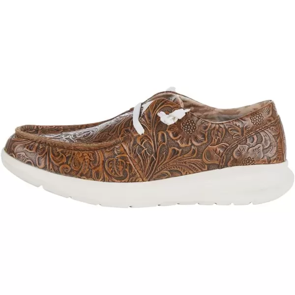 imageARIAT Womens Hilo Stretch Slip On Flats Casual  BlackBrown Floral Emboss