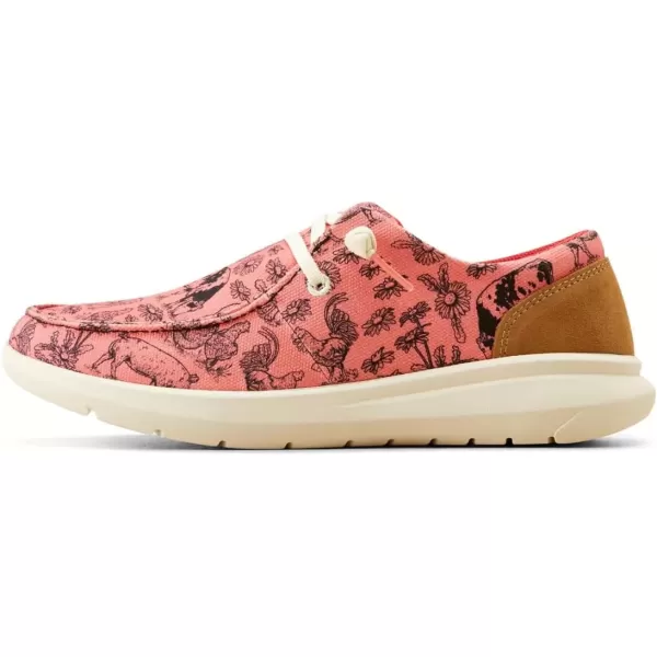 imageARIAT Womens Hilo Stretch Slip On Flats Casual  BlackDark Tan SuedeCoral Livestock