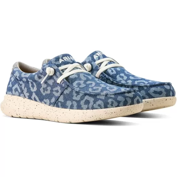 imageARIAT Womens Hilo Stretch Slip On Flats Casual  BlackDenim Leopard