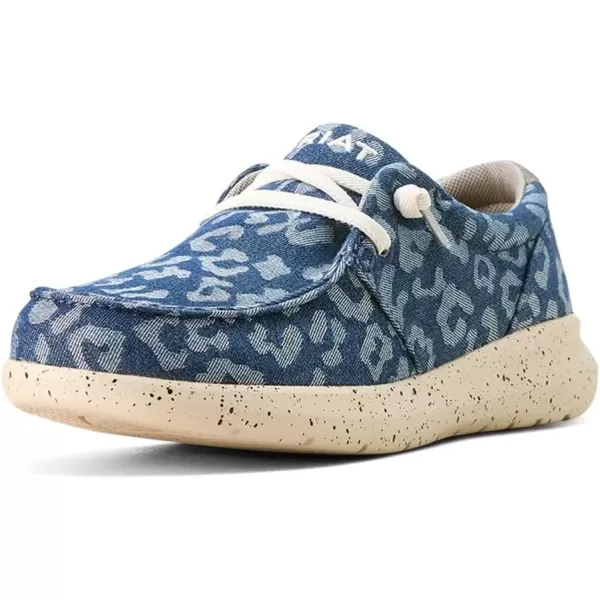 imageARIAT Womens Hilo Stretch Slip On Flats Casual  BlackDenim Leopard