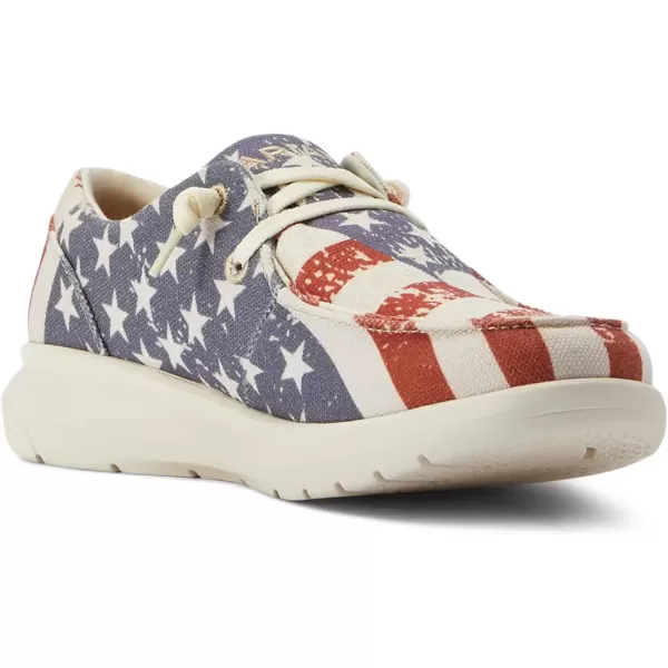 imageARIAT Womens Hilo Stretch Slip On Flats Casual  BlackDistressed Flag