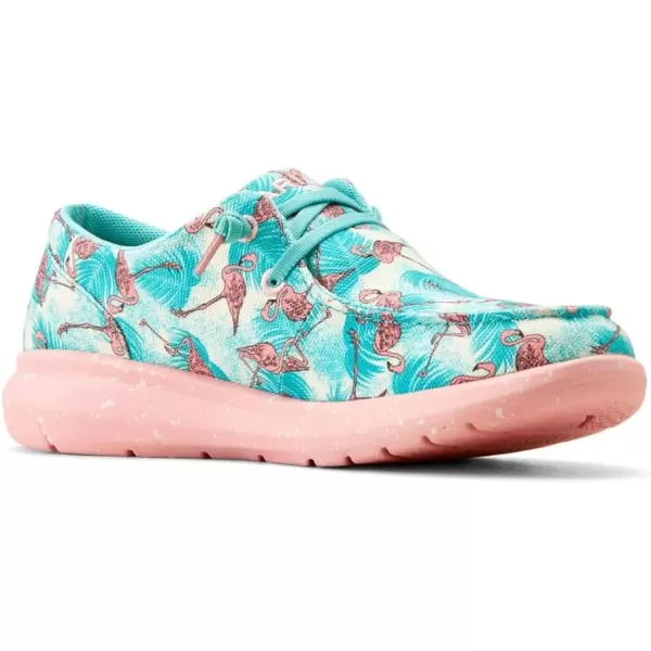 imageARIAT Womens Hilo Stretch Slip On Flats Casual  BlackFlamingo Print