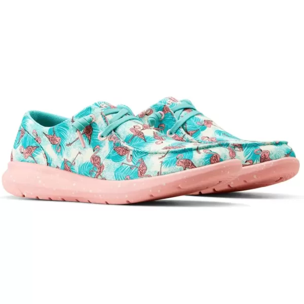 imageARIAT Womens Hilo Stretch Slip On Flats Casual  BlackFlamingo Print