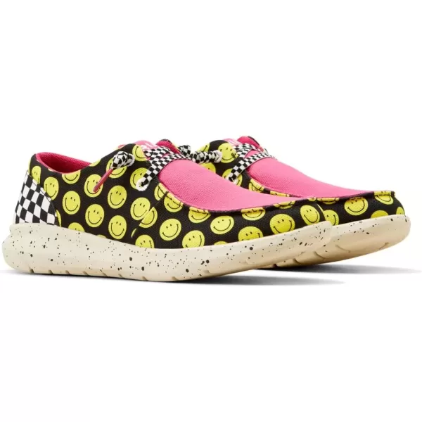 imageARIAT Womens Hilo Stretch Slip On Flats Casual  BlackHot PinkAll Smiles