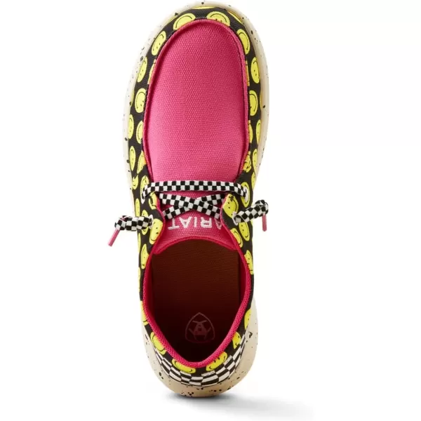 imageARIAT Womens Hilo Stretch Slip On Flats Casual  BlackHot PinkAll Smiles