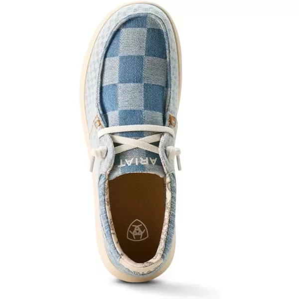 imageARIAT Womens Hilo Stretch Slip On Flats Casual  BlackMixed Light Checkered Denim