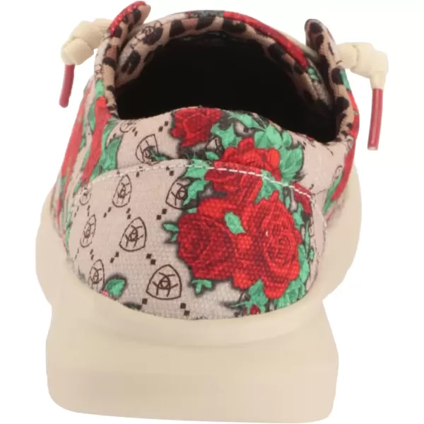imageARIAT Womens Hilo Stretch Slip On Flats Casual  BlackRose Logo Print