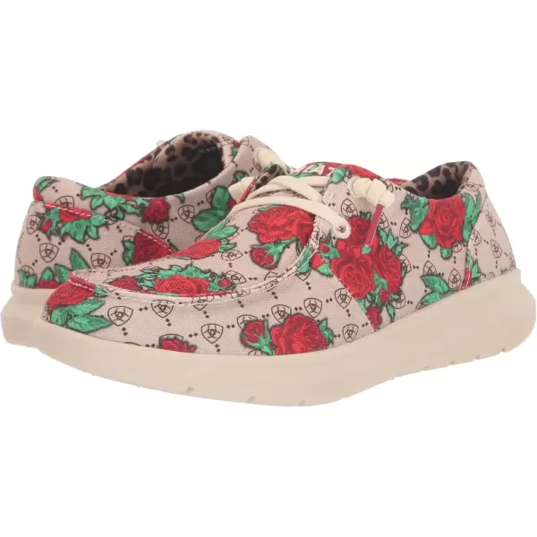 imageARIAT Womens Hilo Stretch Slip On Flats Casual  BlackRose Logo Print