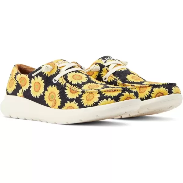 imageARIAT Womens Hilo Stretch Slip On Flats Casual  BlackSunflower Skies