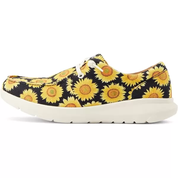 imageARIAT Womens Hilo Stretch Slip On Flats Casual  BlackSunflower Skies