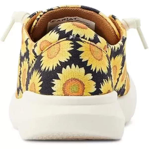 imageARIAT Womens Hilo Stretch Slip On Flats Casual  BlackSunflower Skies