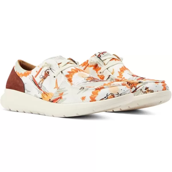 imageARIAT Womens Hilo Stretch Slip On Flats Casual  BlackSurfing Longhorn Print