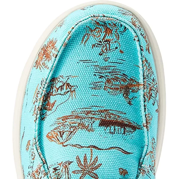 imageARIAT Womens Hilo Stretch Slip On Flats Casual  BlackTurquoise Paniolo Print