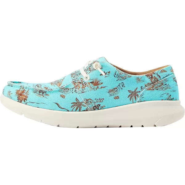 imageARIAT Womens Hilo Stretch Slip On Flats Casual  BlackTurquoise Paniolo Print