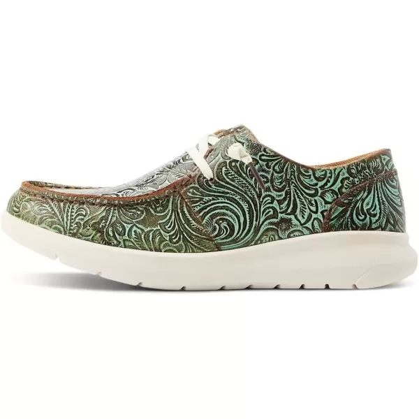 imageARIAT Womens Hilo Stretch Slip On Flats Casual  BlackVintage Turq Floral Emboss