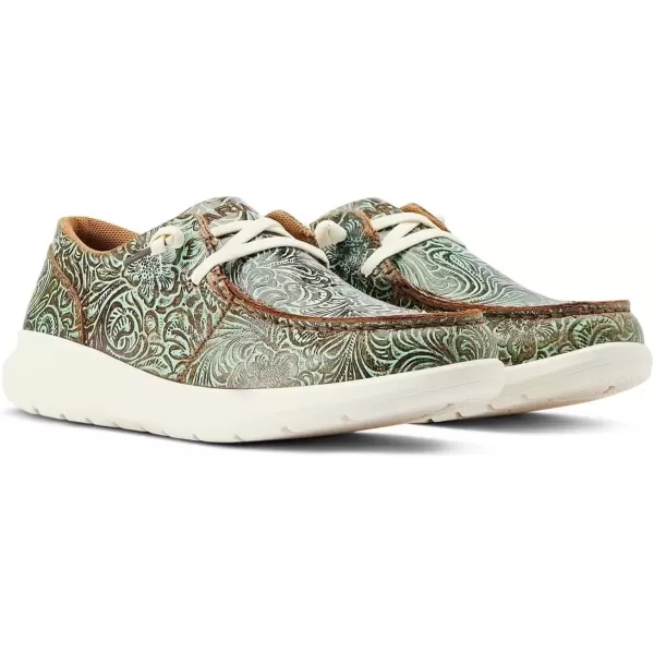 imageARIAT Womens Hilo Stretch Slip On Flats Casual  BlackVintage Turq Floral Emboss