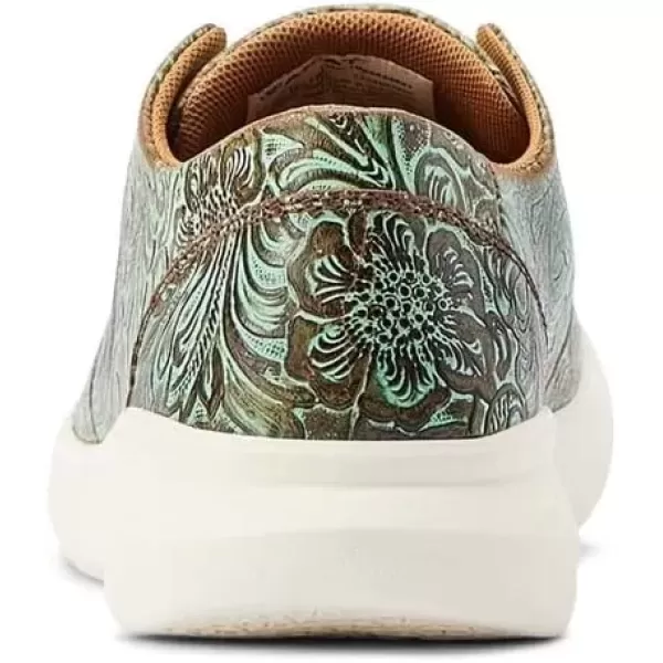 imageARIAT Womens Hilo Stretch Slip On Flats Casual  BlackVintage Turq Floral Emboss