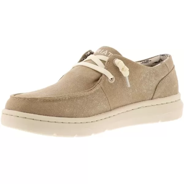 imageARIAT Womens Hilo Stretch Slip On Flats Casual  BlackWashed Tan Canvas