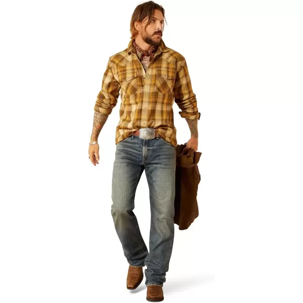 imageAriat Mens Yellowstone Dun Flannel Retro Snap Long Sleeve ShirtPale Khaki