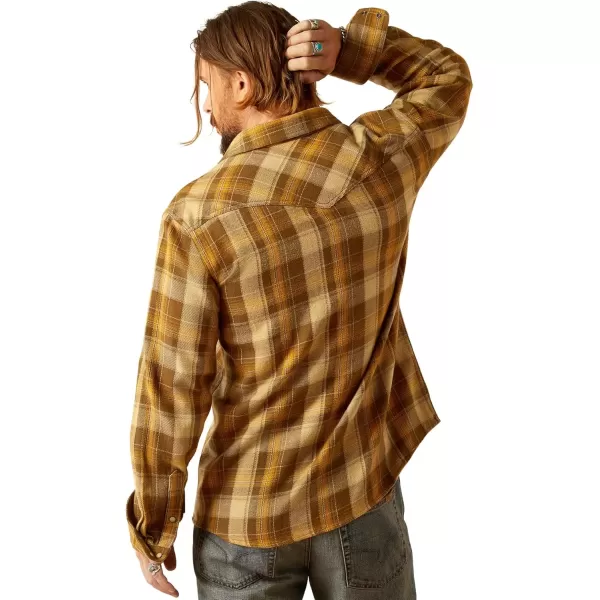 imageAriat Mens Yellowstone Dun Flannel Retro Snap Long Sleeve ShirtPale Khaki
