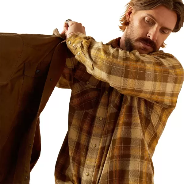 imageAriat Mens Yellowstone Dun Flannel Retro Snap Long Sleeve ShirtPale Khaki