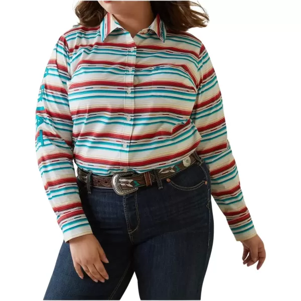 imageAriat Womens Team Kirby Long Sleeve Stretch Serape Western Shirt Plus Teal 3X