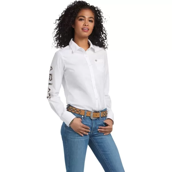 imageAriat Womens Team Kirby Stretch ShirtWhite W Leopard Logo
