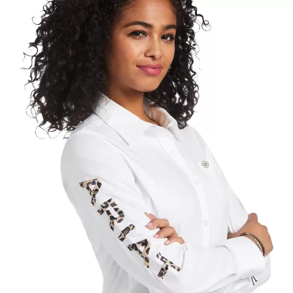 imageAriat Womens Team Kirby Stretch ShirtWhite W Leopard Logo