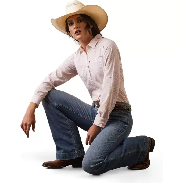 imageAriat Womens Western VentTEK Stretch ShirtCoral Blush  White Check