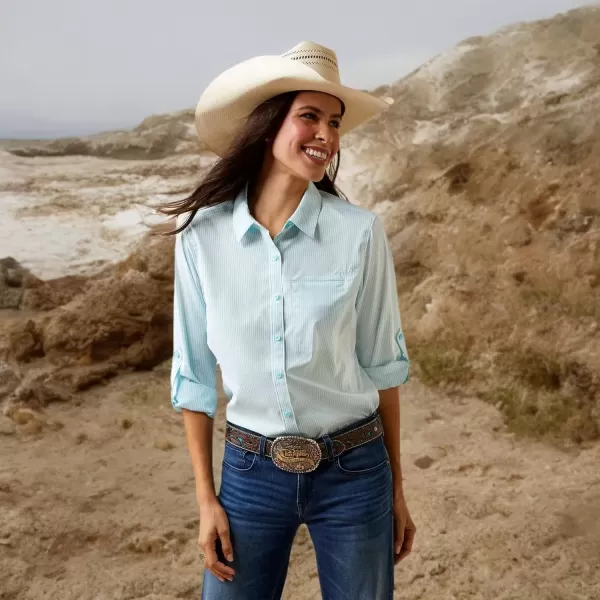 imageAriat Womens Western VentTEK Stretch ShirtGulf StreamWhite Stripe