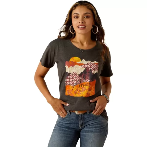 imageAriat Womens Ariat Mountain Patterns TShirtCharcoal HeatherAriat Mountain Patterns