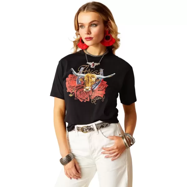 imageAriat Womens Graphic TShirtBlackSteer Rodeo Quincy