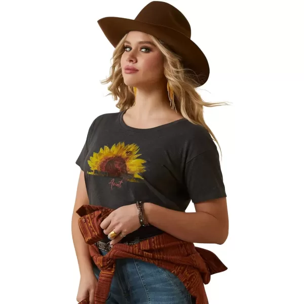 imageAriat Womens Graphic TShirtCharcoal HeatherAriat Sunflower Cow