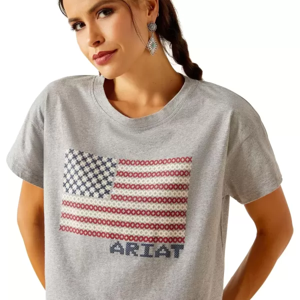imageAriat Womens Graphic TShirtHeather GreyHomespun Flag