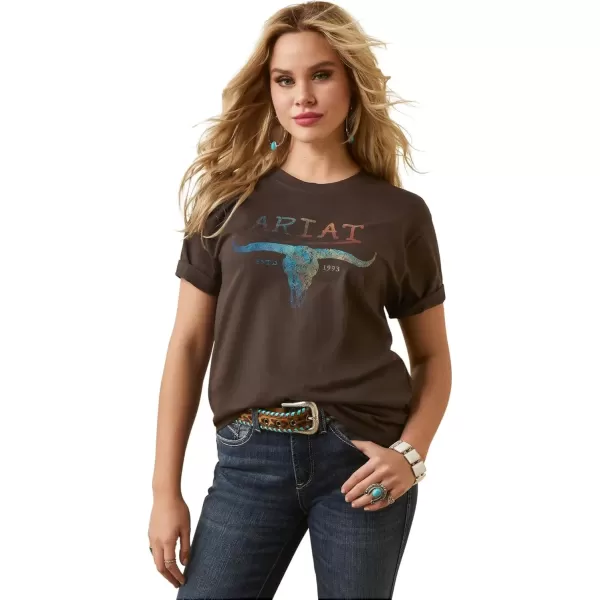 imageAriat Womens Graphic TShirtWashed BlackPatina Steer Tee
