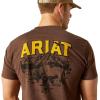 imageAriat Mens Graphic TShirtBrown HeatherBison Sketch Shield